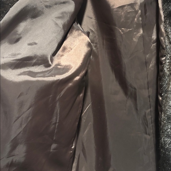 Vintage Olympia Limited Inc Black Tipped In Brown Mid Length Faux Fur Coat - Picture 3 of 7